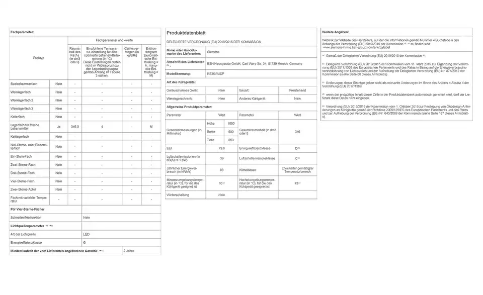 SIEMENS Kühlschrank KS36VAIDP BHT 60|186|65 cm