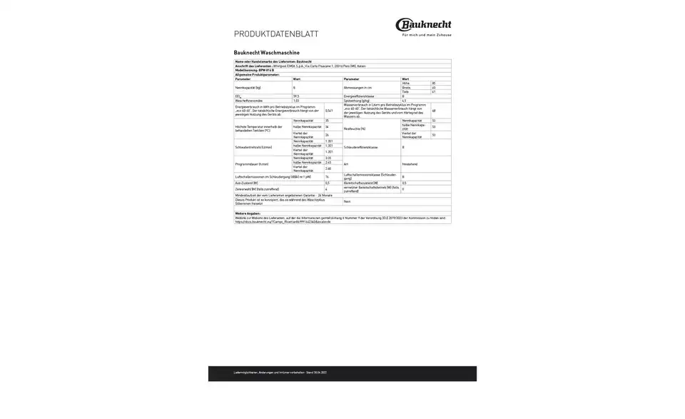 Bauknecht Waschvollautomat BPW814B BHT 59,5|85|60,5 cm