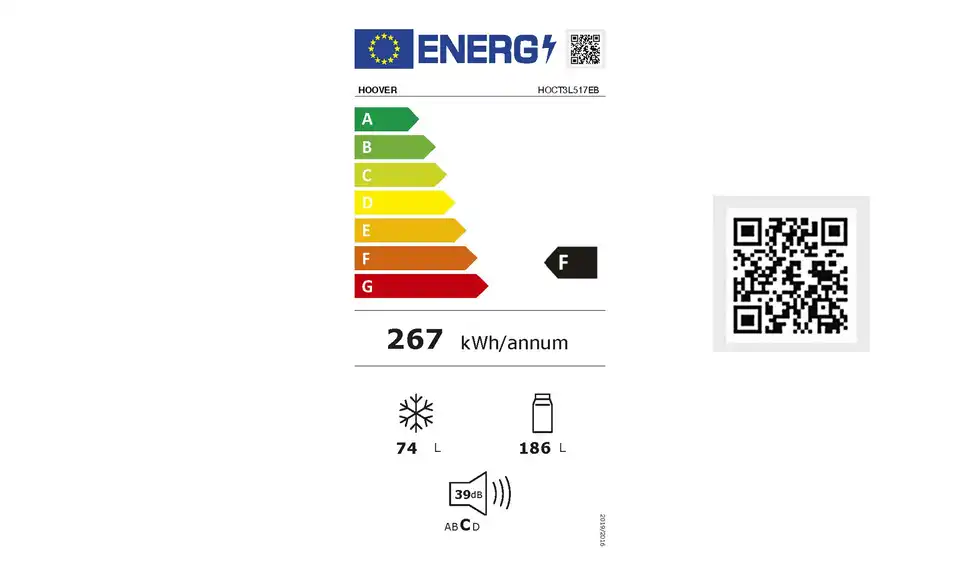 Hoover Kühl-Gefrier-Kombination HOCT3L517EB BHT 54,5|176|55 cm