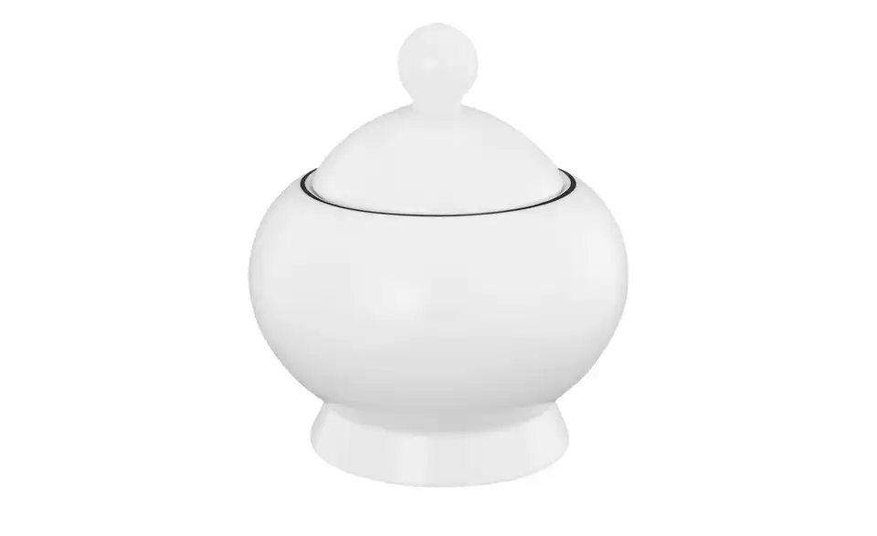 Seltmann Weiden Zuckerdose Lido Black Line H 10,8 cm, Ø 9,5 cm