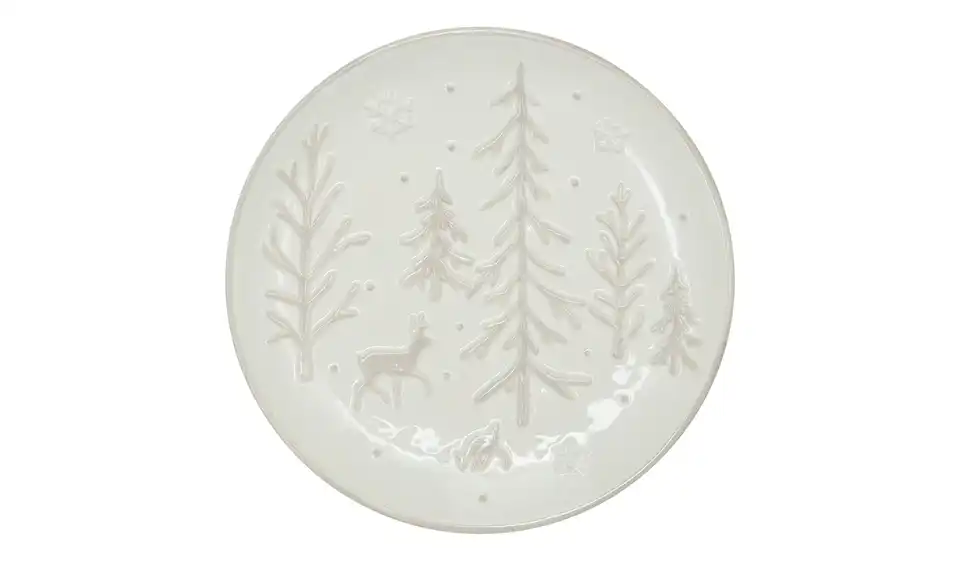 HOME STORY Teller mit Tannenmuster H 2,5 cm, Ø 21 cm