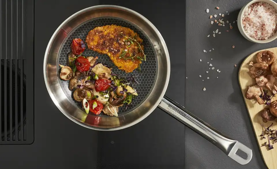 Meisterkoch Edelstahlpfanne RHOMBUS H 5,5 cm, Ø 24 cm