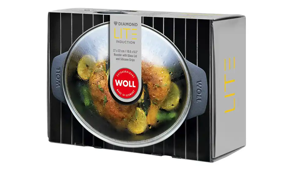 WOLL Gussbräter mit Glasdeckel und Silikongriffen Diamond Lite BHL 22|12|27 cm