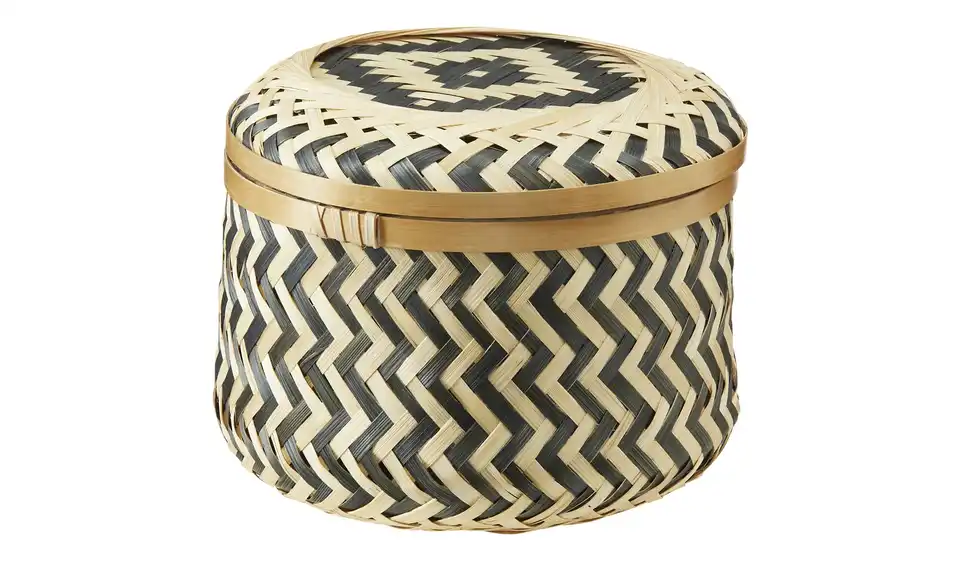 HOME STORY Aufbewahrungskorb mit Deckel H 17 cm, Ø 20 cm