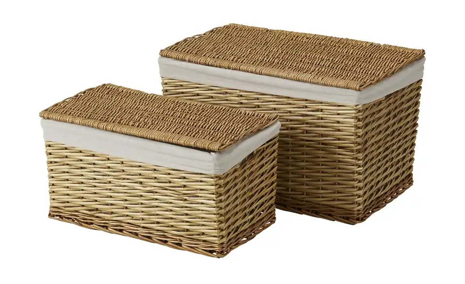 HOME STORY Aufbewahrungskorb mit Deckel, 2er Set BHL 41|42,5|68 cm