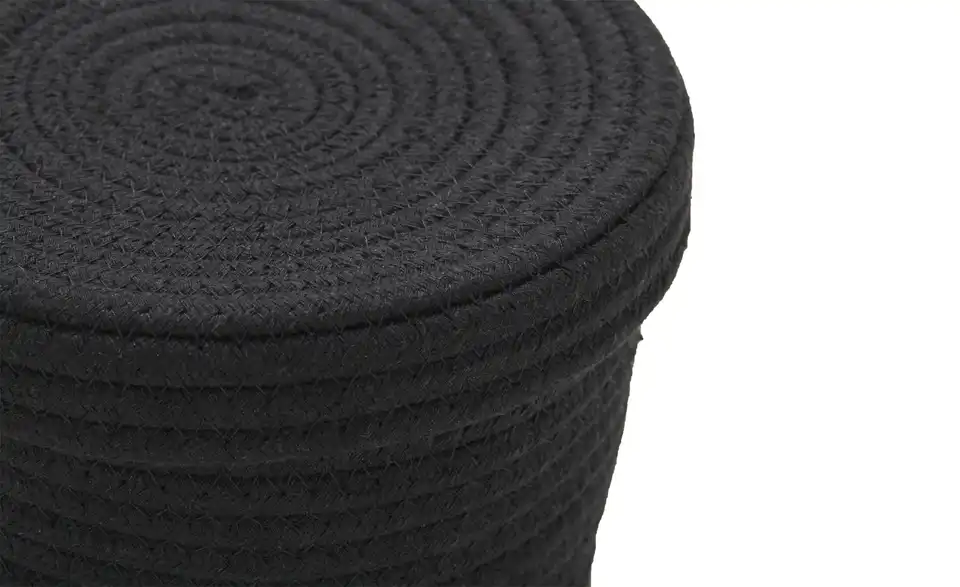 HOME STORY Aufbewahrungskorb mit Deckel, 2er Set H 14 cm, Ø 19 cm