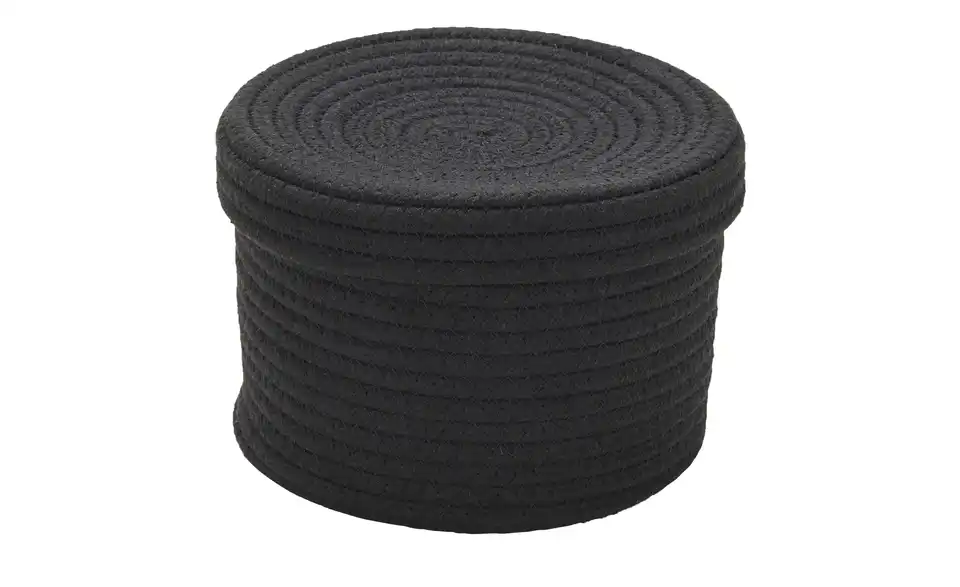 HOME STORY Aufbewahrungskorb mit Deckel, 2er Set H 14 cm, Ø 19 cm