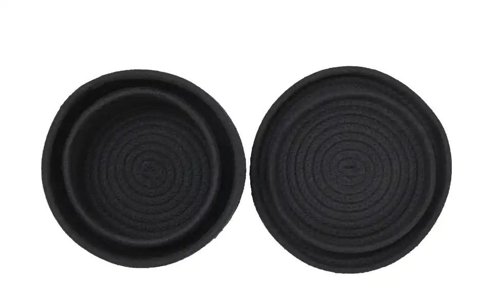 HOME STORY Aufbewahrungskorb mit Deckel, 2er Set H 14 cm, Ø 19 cm