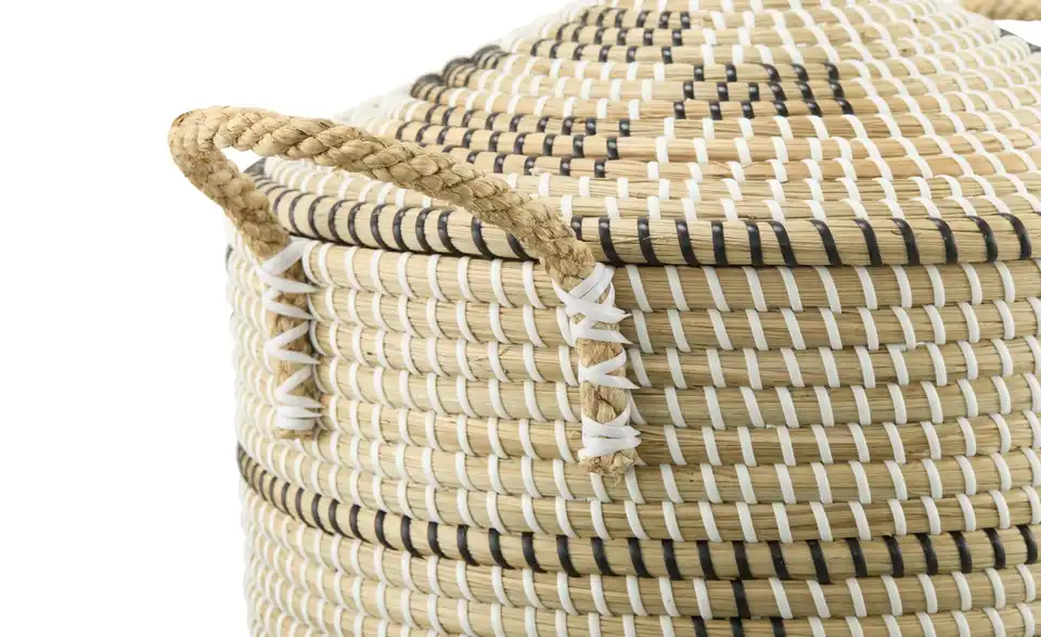 HOME STORY Aufbewahrungskorb mit Deckel H 46 cm, Ø 34 cm