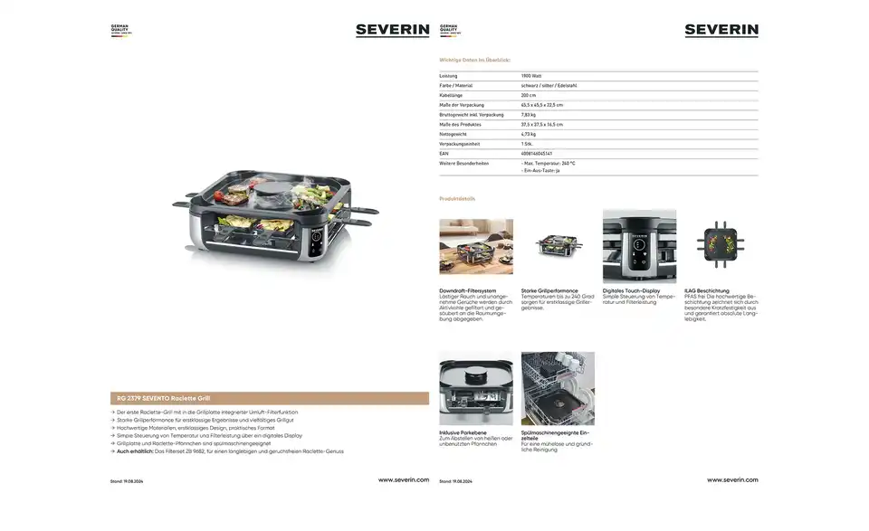 SEVERIN Raclette-Grill RG 2379 BHT 37,5|16,5|37,5 cm