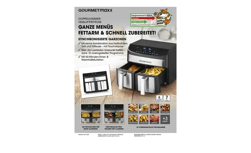GourmetMaxx Heißluft-Fritteuse 11339 BHL 36,3|38,8|31,3 cm