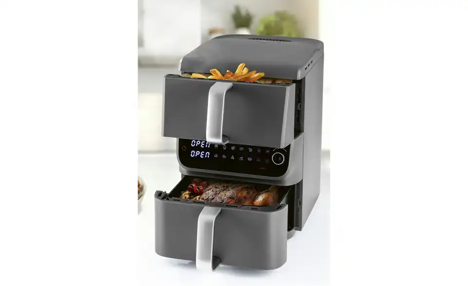 GourmetMaxx Doppelkammer Heißluftfritteuse 16404 BHL 33|44,5|47,5 cm