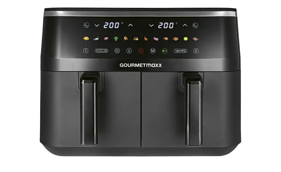 GourmetMaxx Doppelkammer-Heißluftfritteuse 16581 BHT 40,5|33,5|45 cm