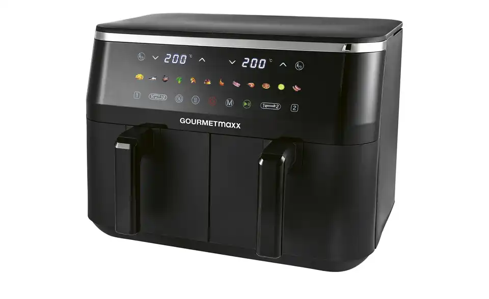 GourmetMaxx Doppelkammer-Heißluftfritteuse 16581 BHT 40,5|33,5|45 cm