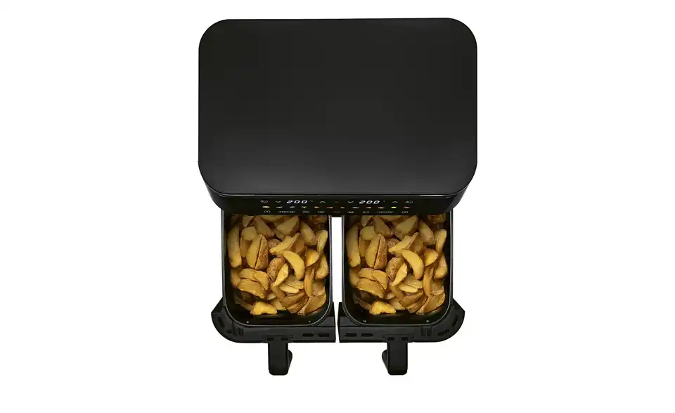 GourmetMaxx Doppelkammer-Heißluftfritteuse 16581 BHT 40,5|33,5|45 cm