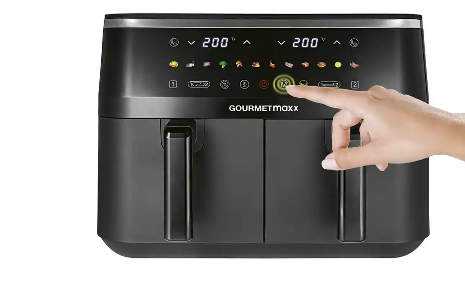 GourmetMaxx Doppelkammer-Heißluftfritteuse 16581 BHT 40,5|33,5|45 cm