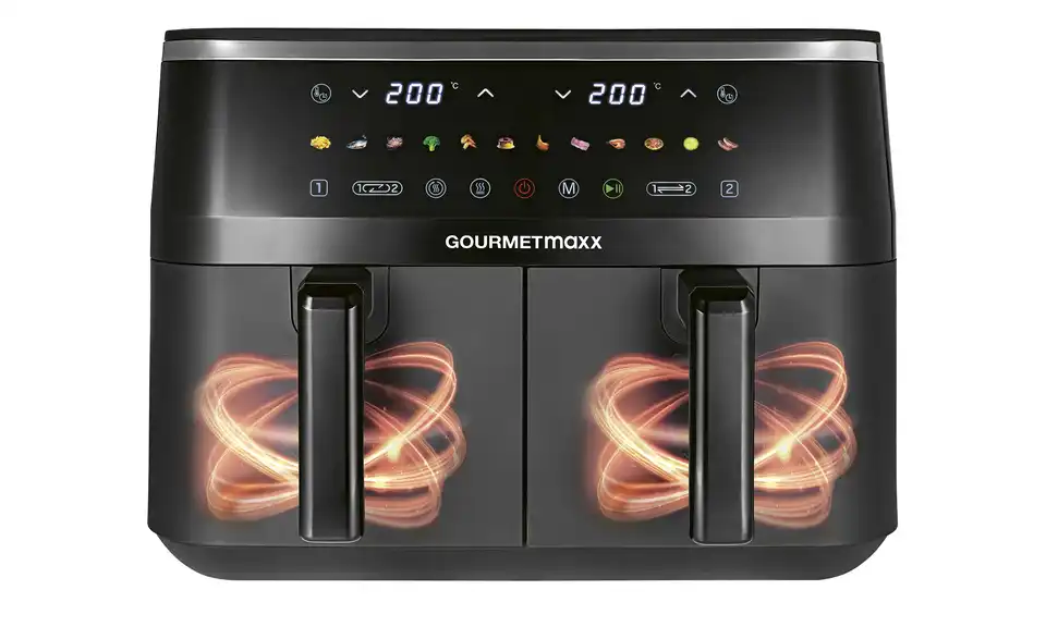 GourmetMaxx Doppelkammer-Heißluftfritteuse 16581 BHT 40,5|33,5|45 cm