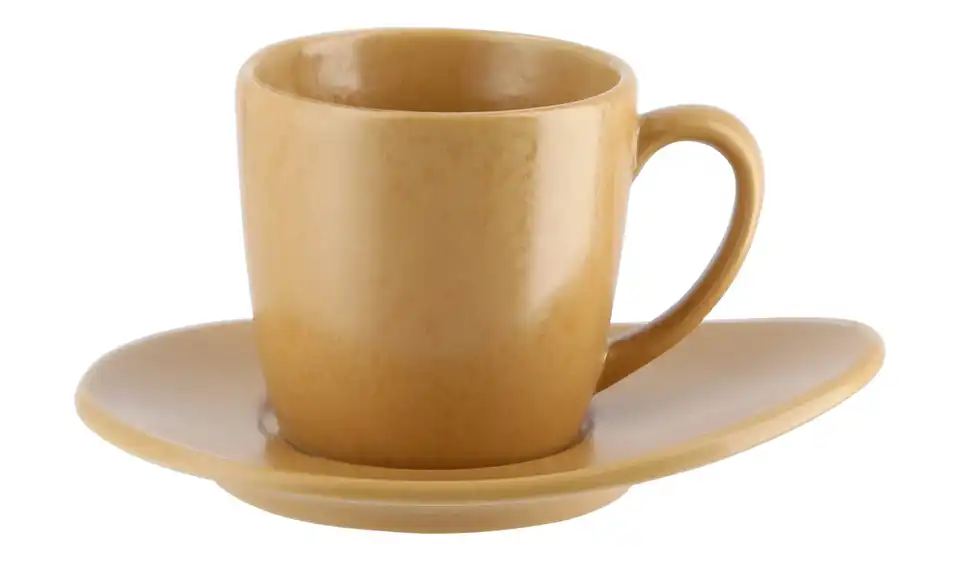 ASA SELECTION Espressotasse mit Unterteller Cuba Ocra H 5 cm, Ø 5,5 cm