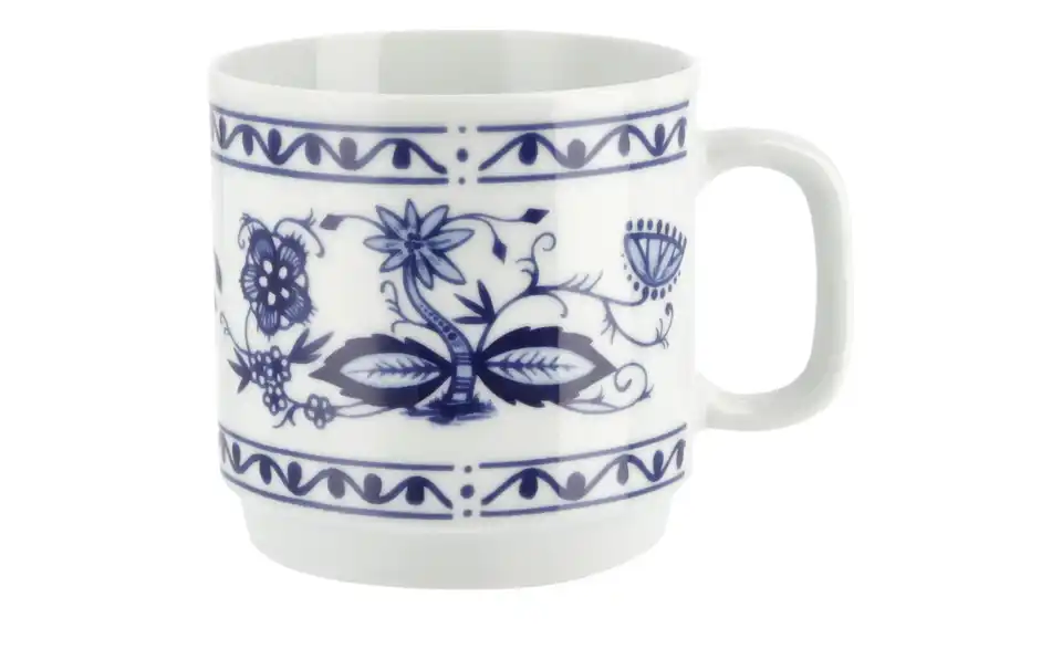 Kahla Becher mit Henkel "Rosella" Zwiebelmuster H 9 cm, Ø 8,7 cm Kahla Becher mit Henkel "Rosella" Zwiebelmuster H 9 cm, Ø 8,7 cm