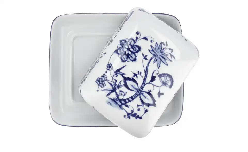 Kahla Butterdose \"Rosella\" Zwiebelmuster BHL 8,5|4,5|16 cm