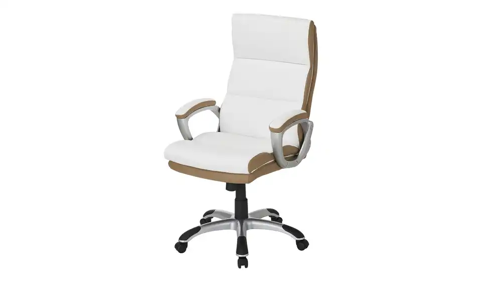 Chefsessel beige u0026 weiß Weißach 2 Kunstleder
