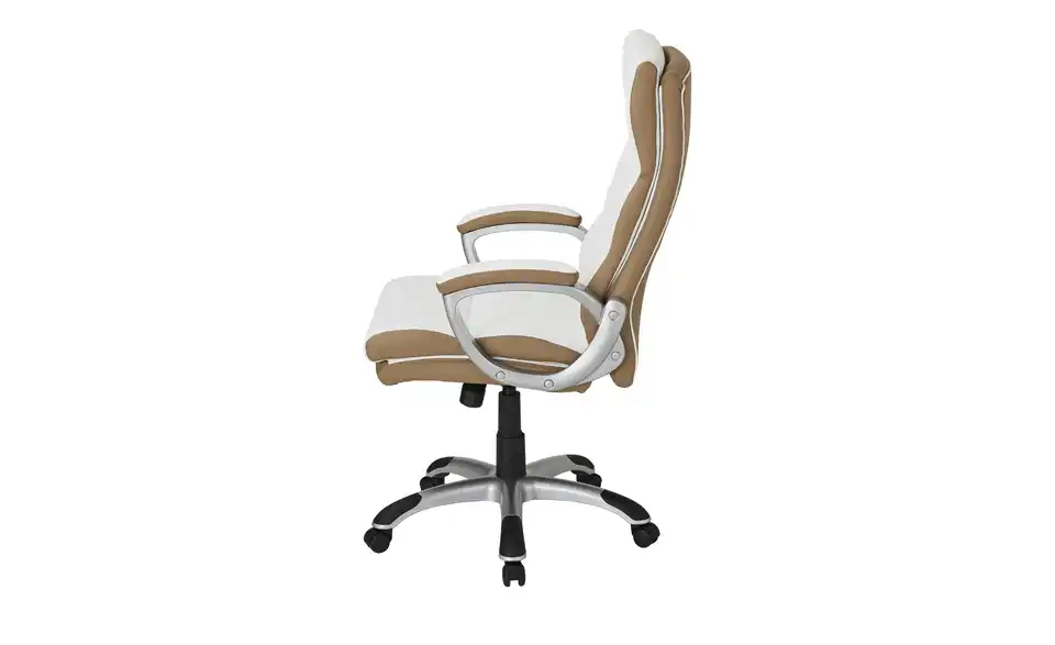 Chefsessel beige u0026 weiß Weißach 2 Kunstleder