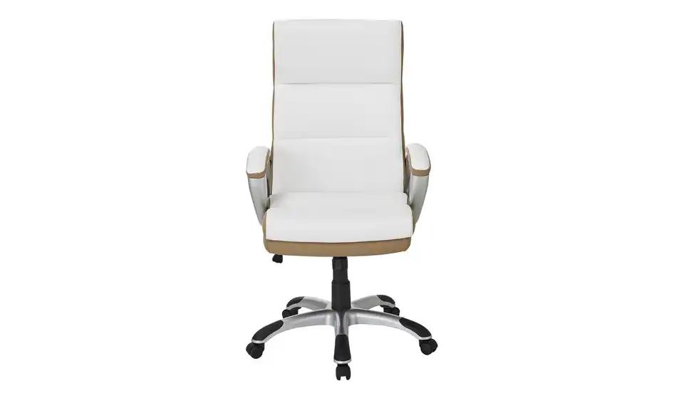 Chefsessel beige u0026 weiß Weißach 2 Kunstleder