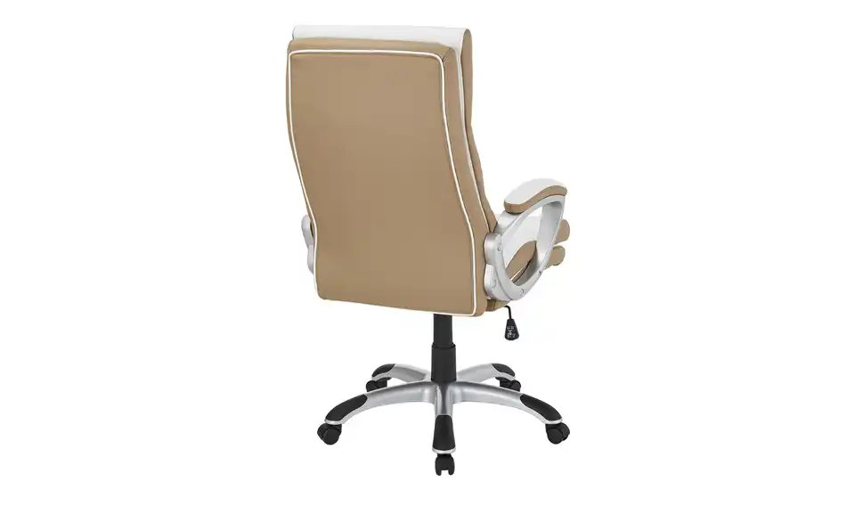 Chefsessel beige u0026 weiß Weißach 2 Kunstleder