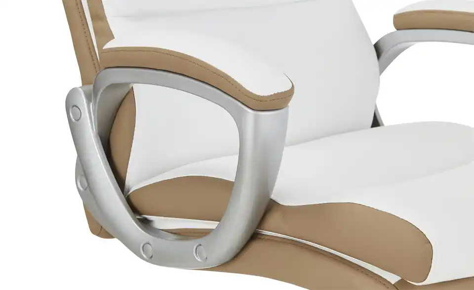 Chefsessel beige u0026 weiß Weißach 2 Kunstleder
