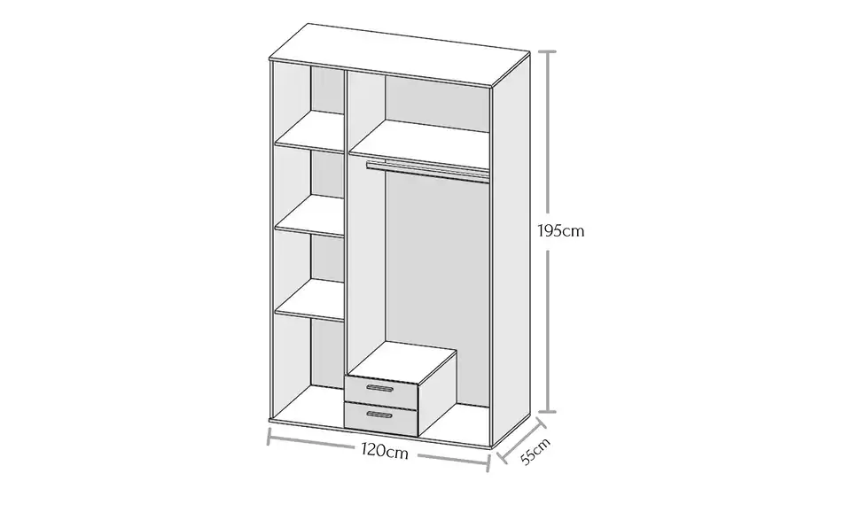 Kleiderschrank Ketton BHT 120|197|53 cm