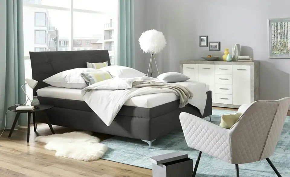 Polsterbett mit Matratze und Stauraum Lerryn BHL 126|110|215 cm