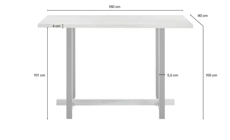 Woodford Tresentisch massiv Verona BHL 90|105|160 cm