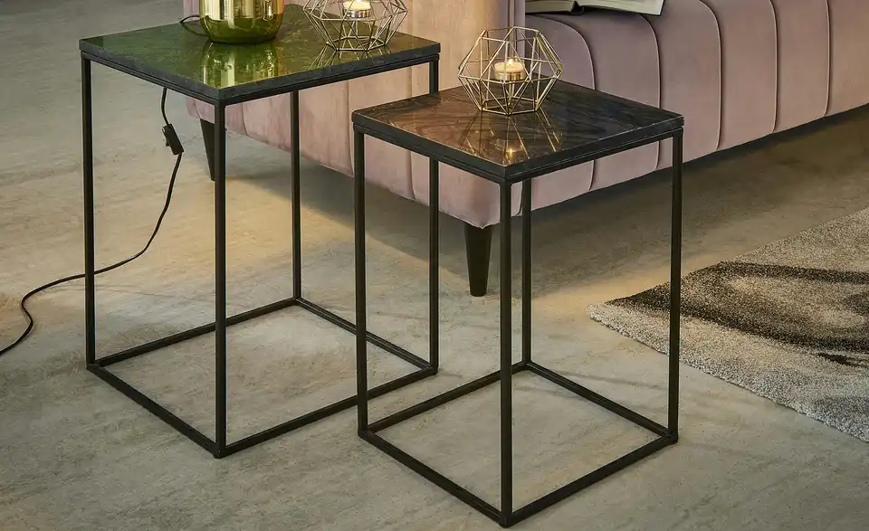 Beistelltisch 2er-Set Carrara BHL 35|50|35 cm