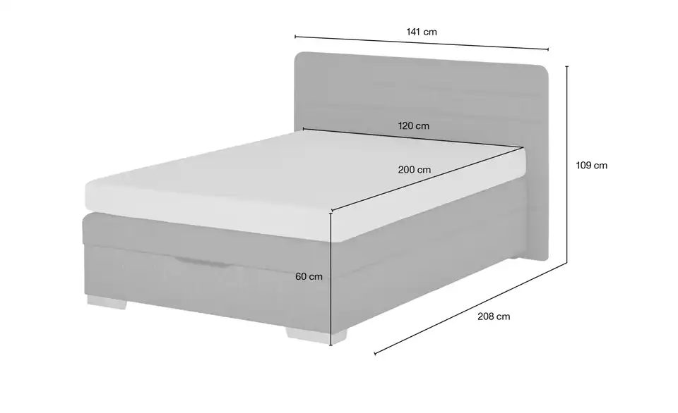 Boxspringbett mit Bettkasten Hackney BHL 141|109|208 cm