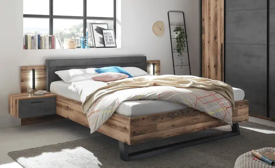 Bettanlage mit Beleuchtung Swindon BHT 289,4|96,3|215,4 cm