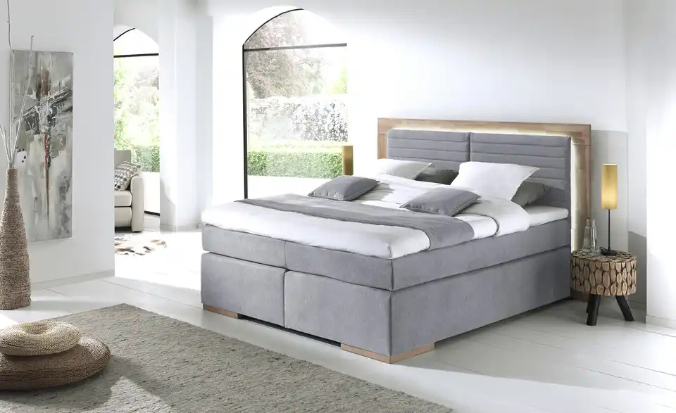 uno Massivholz-Boxspringbett mit LED-Beleuchtung Marlow BHL 190|130|206 cm