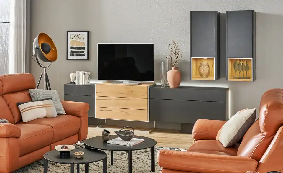 Wohnwert Wohnwand Media Design BHT 273|198|48 cm