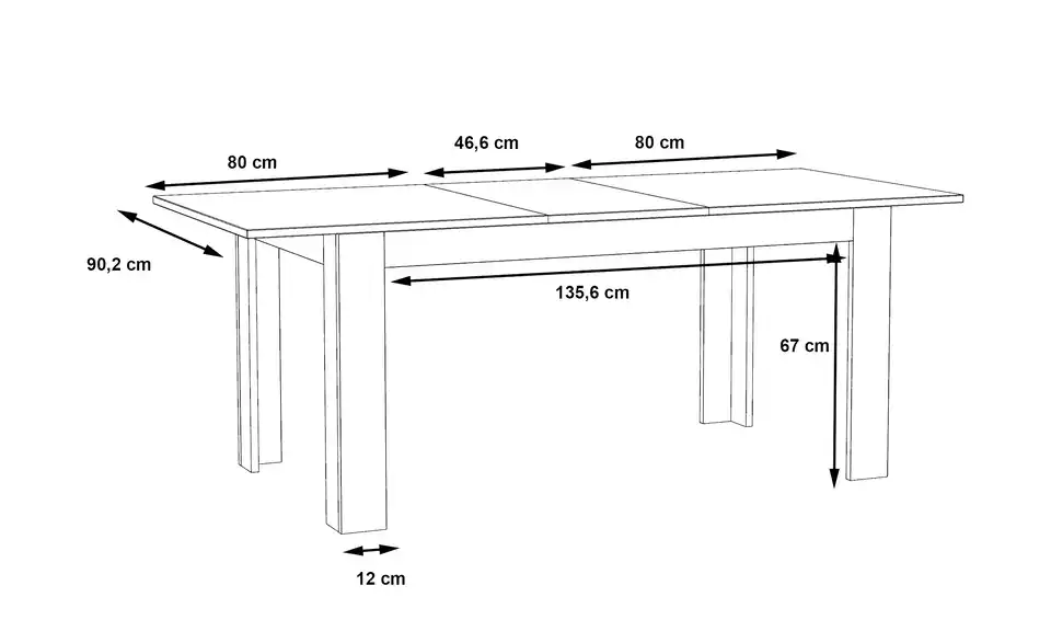 Esstisch Sevilla BHL 90|78|160 cm