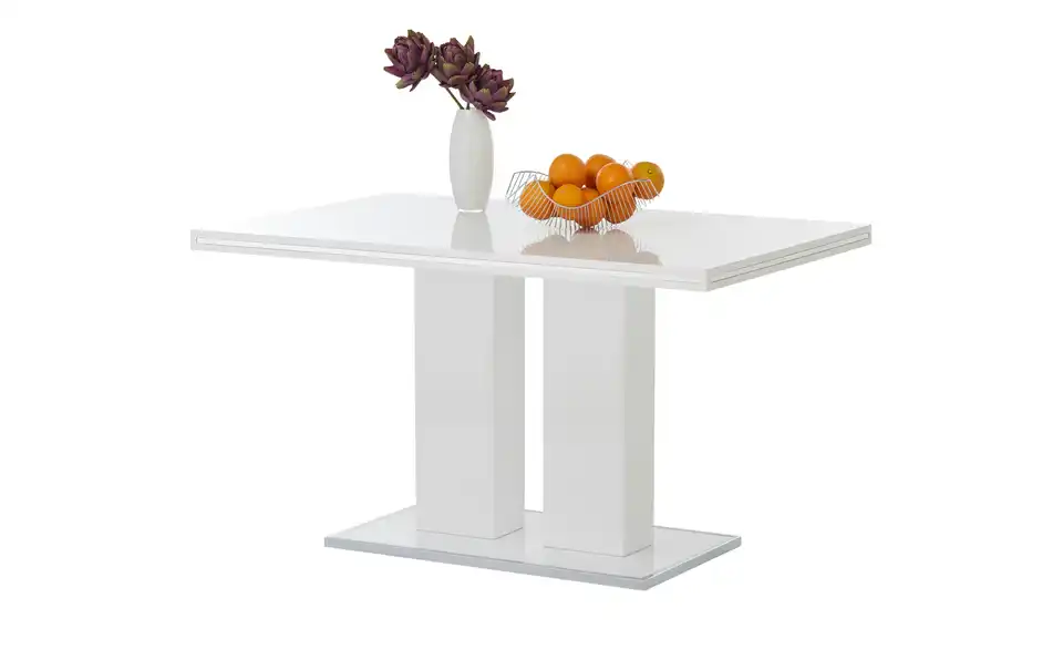 uno Säulentisch in Weißem Hochglanzlack Basti BHL 85|75|130 cm