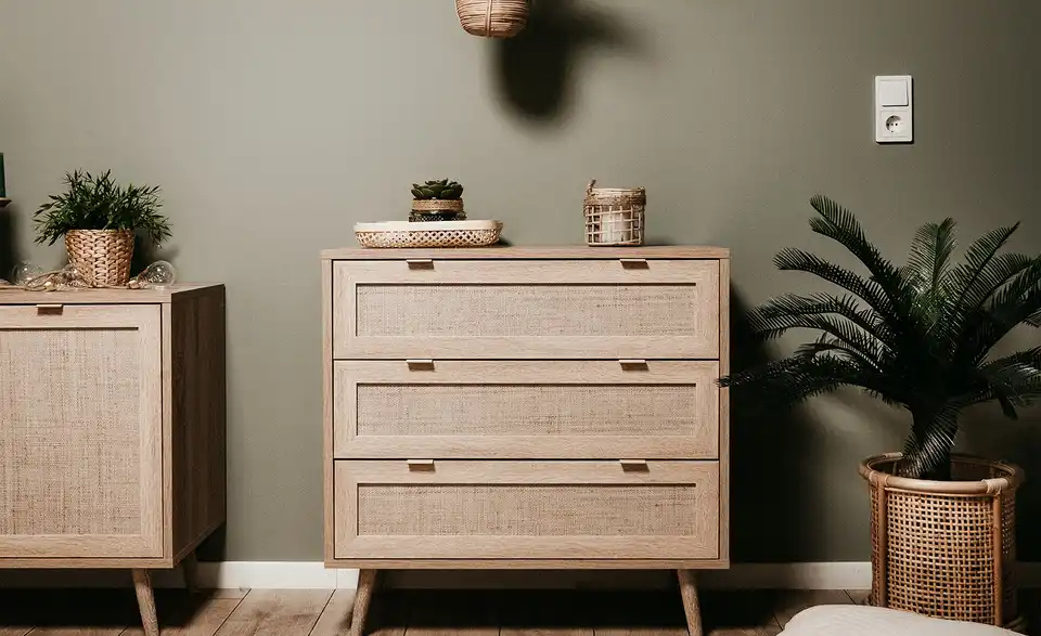 Kommode mit 3 Schubkästen Rafia BHT 80|79,8|40 cm