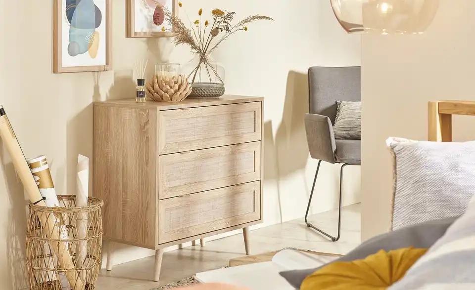 Kommode mit 3 Schubkästen Rafia BHT 80|79,8|40 cm