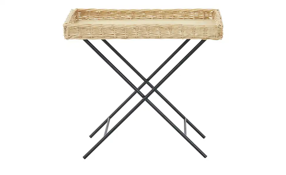 Beistelltisch mit Rattantablett BHT 55|49|36 cm