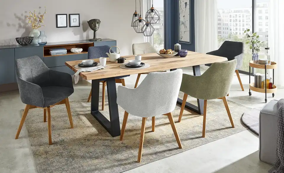 Woodford Armlehnstuhl mit Massivholzgestell Muron BHT 57|84|57 cm, Webstoff