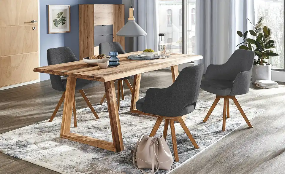 Woodford Armlehnstuhl mit Massivholzgestell Moreda BHT 58|82|60 cm, Velours