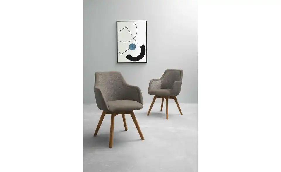 Dine + Mine Armlehnstuhl mit Massivholzgestell Corby BHT 56|85|65 cm, Webstoff