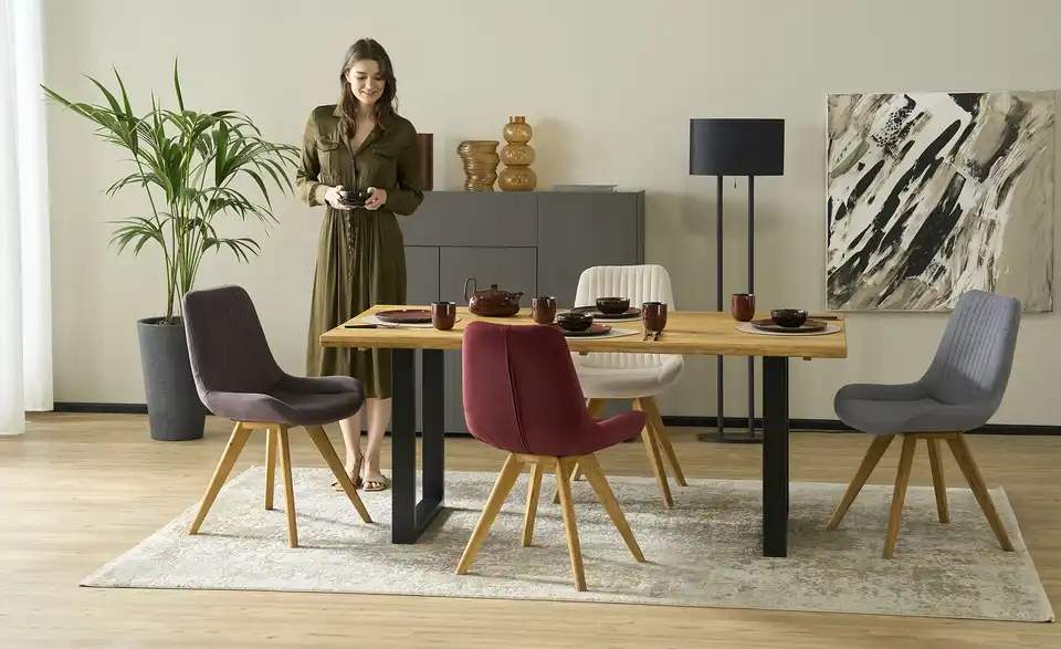 Woodford Esszimmerstuhl mit Steppung im Rücken Bratislava BHT 56,5|85|63,5 cm, Flachgewebe fein