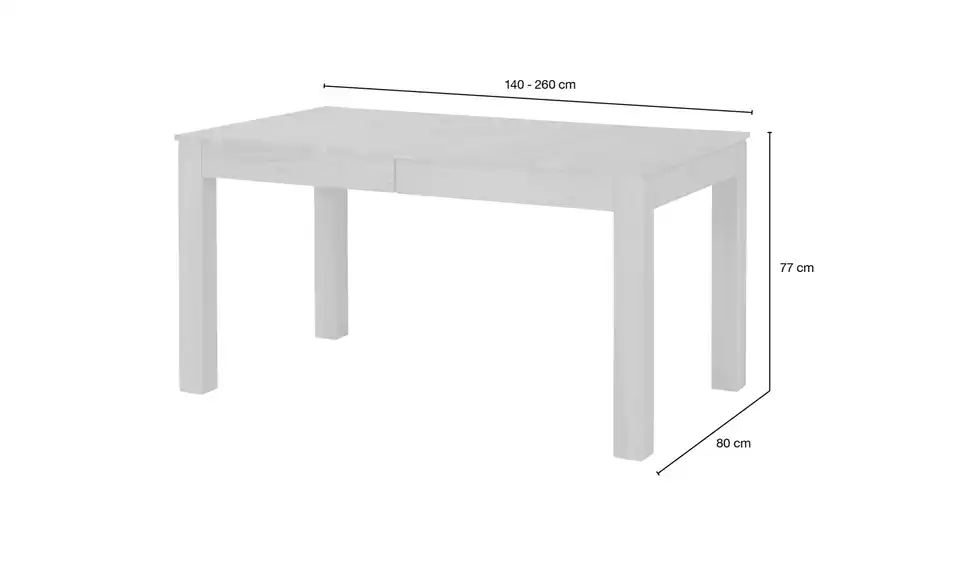 Woodford Massivholztisch ausziehbar Gabor BHL 80|77|140 cm