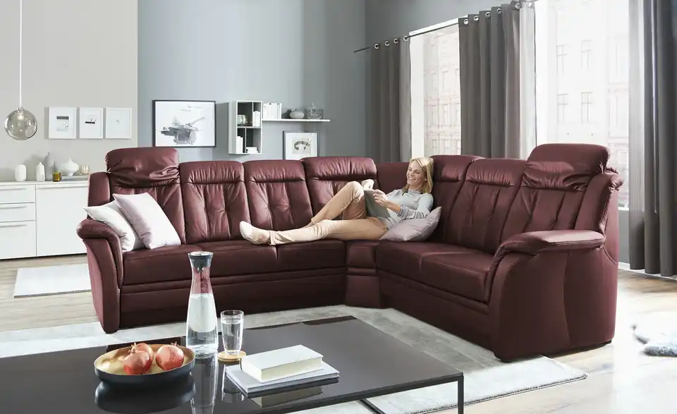 Polstermöbel Oelsa Komfort-Ecksofa aus Leder Andorra BHT 272|99|238 cm, Leder