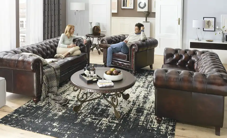 uno Ledersofa im Vintagelook Chesterfield BHT 183|80|100 cm, Leder