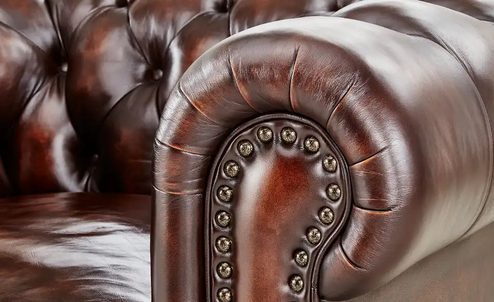 uno Ledersofa im Vintagelook Chesterfield BHT 183|80|100 cm, Leder